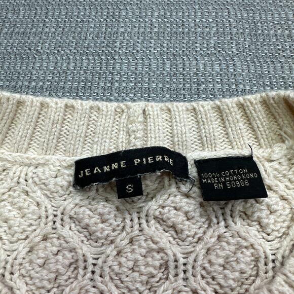 Vintage Jeanne‎ Pierre Sweater Small Ivory Cable Knit Coastal Textured Cozy - Picture 2 of 8
